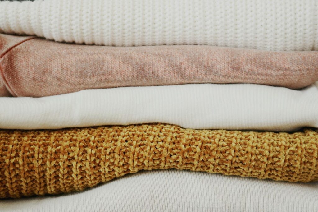 piled of folded textiles